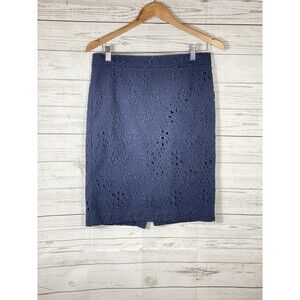 J. Crew  No 2 Pencil Skirt Navy Eyelet Women’s Size 4